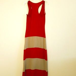 Small Red and Tan Summer Maxi Dress